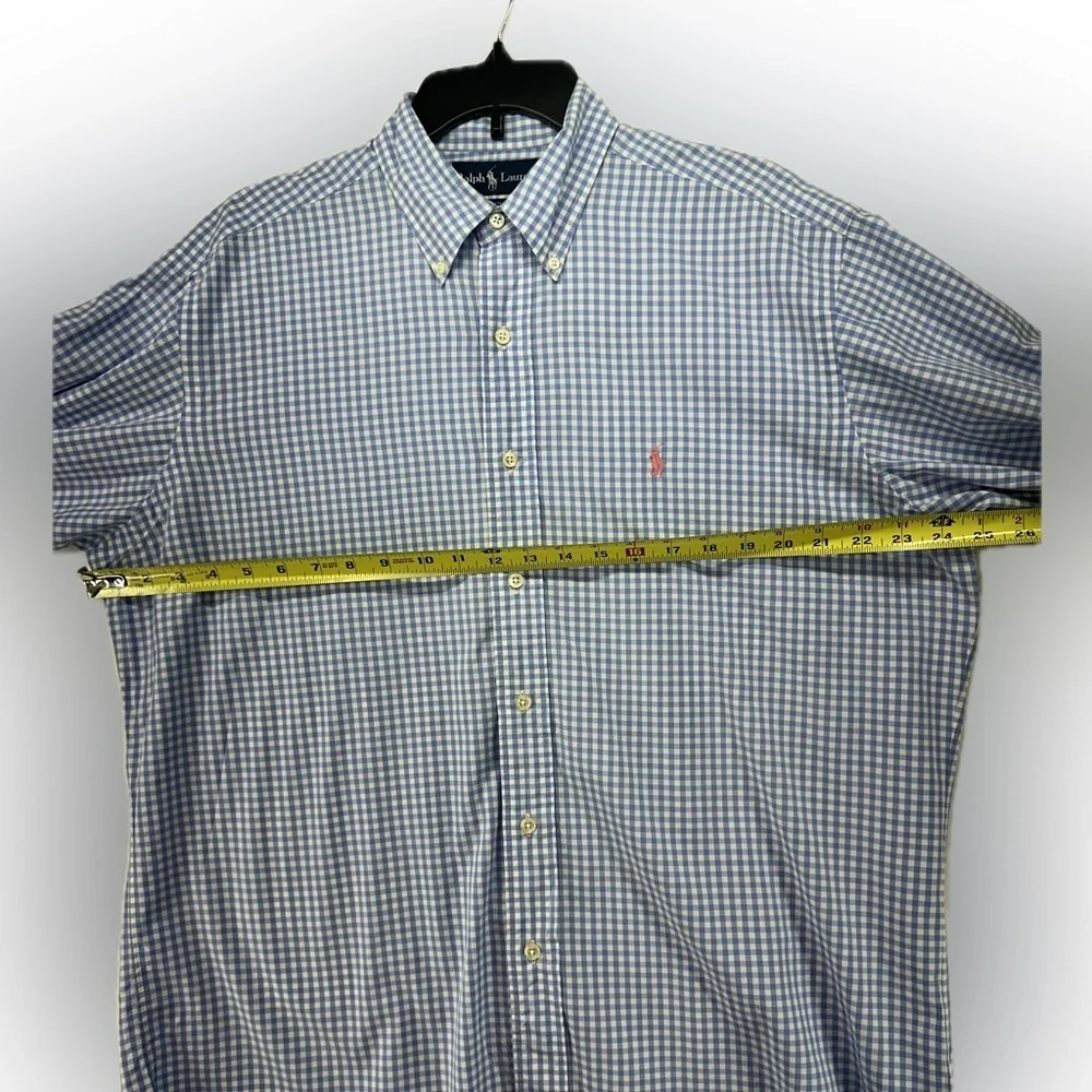 Polo Ralph Lauren Yarmouth Shirt Mens‎ 16 34/35 Blue Gingham Check Pink Pony